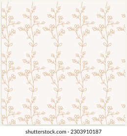 Floral vector print. Small black flowers on white background.