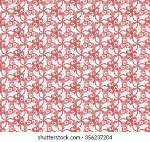 Floral vector red ornament. Seamless abstract classic fine pattern