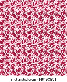 Floral vector red and white ornament. Seamless abstract classic background with flowers. Pattern with repeating floral elements. Ornament for fabric, wallpaper and packaging