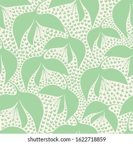 Floral vector repeat pattern design in neo mint and cream.