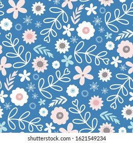 Floral vector repeat pattern. Springtime vector tossed seamless design.