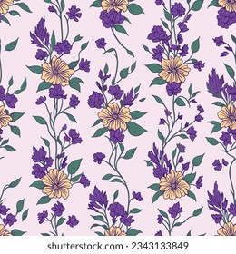 Floral Vector repeted Seamless Pattern Design for Fabric and Wallpaper