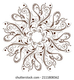 Floral vector round ornamenr. Swirl circle