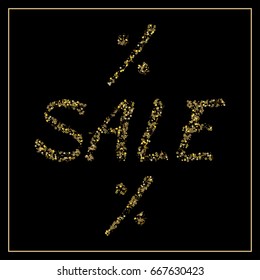 Floral vector sale lettering. Discount text made of little cute flowers, leaves, branches on white background. Banners, poster, cards, web, advertising.