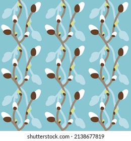 Vector floral sin fisuras, patrón abstracto con sauce. Diseño para envolver papel, sitios web, banners, textiles, telas, souvenirs, embalajes, postales