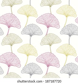 Floral vector seamless background with fresh spring leaf