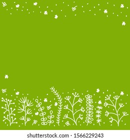 Floral vector seamless border . Monochrome. Vector Hand drawn illustration with the contours of the herbal plants.