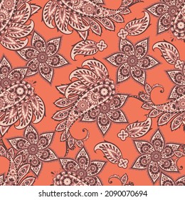 Floral Vector seamless paisley pattern.