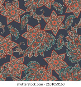Floral Vector seamless paisley pattern.