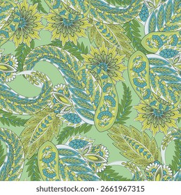 Vector floral sin patrón paisley.