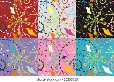 Floral vector and seamless pattern