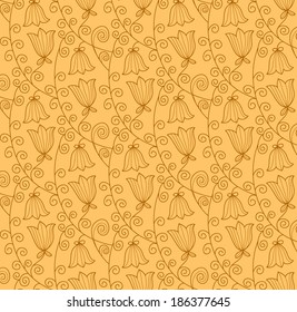 Floral vector seamless pattern. Abstract ornament with flowers. Endless natural ornamental background.