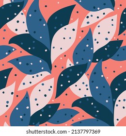 Floral vector seamless pattern with abstract leaves