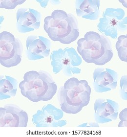 floral vector seamless pattern blue rose watercolor
