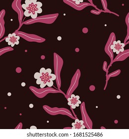 Floral vector seamless pattern. Floral botanical motifs. Illustration with flowers can be used for wallpapers, pattern fills, web page backgrounds,surface textures.