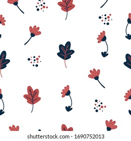 Floral vector seamless pattern. Floral botanical motifs. Illustration with flowers can be used for wallpapers, pattern fills, web page backgrounds,surface textures.