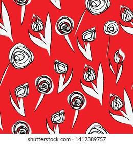 Floral vector seamless pattern. Bright background is good for any kind of prints