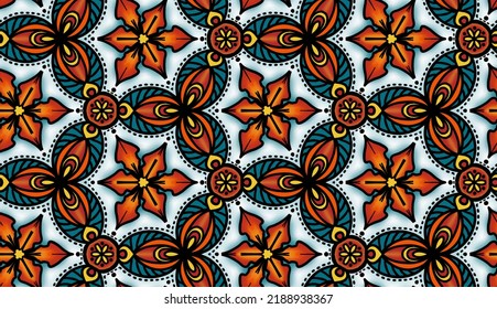 Floral vector seamless pattern. Bright red flowers on light background, Seamless pattern with fantasy flowers.