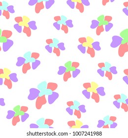Floral vector seamless pattern with colorful rainbow lots of flowers. Beautiful trendy artistic endless background.