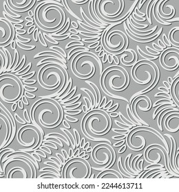 Floral vector seamless pattern with curve elements. Elegant wallpaper, wrapping, textile design