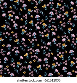 Floral vector seamless pattern with daisy, lilly, chrysanthemum graphic flowers of gold and lilac. For textile, design, book and diary covers, wallpapers, print, gift packaging and scrapbook