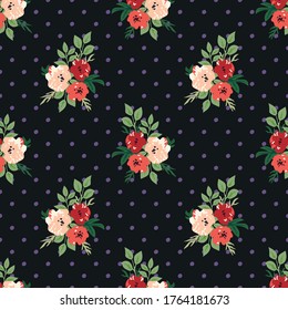 Floral vector seamless pattern. Decorative vintage background with flowers. Beautiful design with ornament for printing on textiles, paper and other surfaces.
