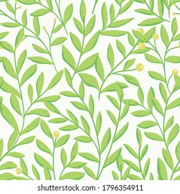 Floral vector seamless pattern. Delicate botanical wallpaper. Repeatable background with leaves.