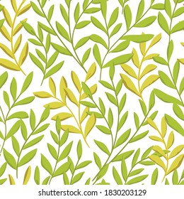 Floral vector seamless pattern. Delicate botanical wallpaper. Repeatable background with leaves.