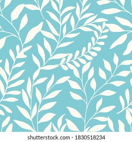 Floral vector seamless pattern. Delicate botanical wallpaper. Repeatable background with leaves.