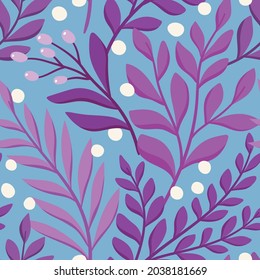Floral vector seamless pattern. Delicate botanical wallpaper. Repeatable background with leaves.