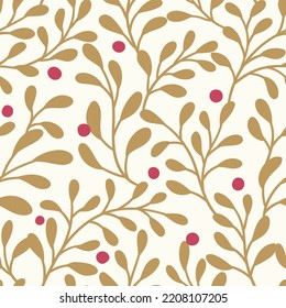 Floral vector seamless pattern. Delicate botanical wallpaper. Repeatable background with leaves.