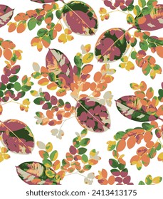 Floral vector seamless pattern. Delicate botanical wallpaper. Repeatable background with leaves.
