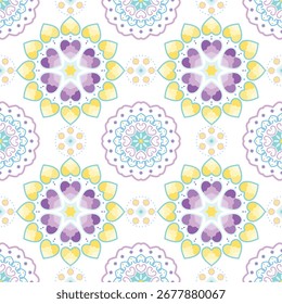 Floral vector seamless pattern design with ornate vintage flowers