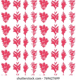 Floral vector seamless pattern with evergreen fir or pine tree twigs and branches on white background.
