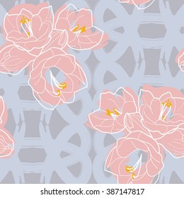 Floral vector seamless pattern. fabric pattern. Amaryllis flower