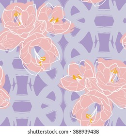 Floral vector seamless pattern. fabric pattern. Amaryllis flower