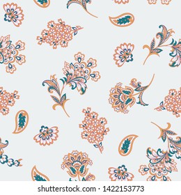 Floral vector seamless pattern. Fantastic flower, leaves. Textile print.