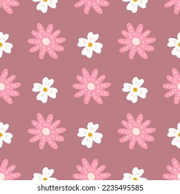 Floral Vector Seamless Pattern in Flat Style for Fabric, Wrapping Paper, Postcards, wallpaper.