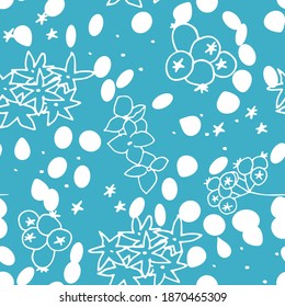 Vector floral sin fisuras con flores, hojas y bayas. Hermosas flores dibujadas a mano en tonos pastel claros con un estilo vintage.