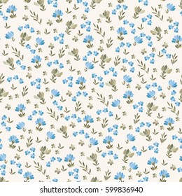 Floral vector seamless pattern with graphic flowers of gold, beige and blue. For textile, design, book and diary covers, wallpapers, print, gift packaging and scrapbook