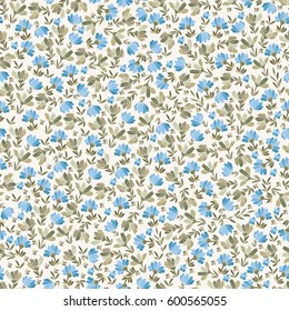 Floral vector seamless pattern with graphic flowers of gold, beige and blue. For textile, design, book and diary covers, wallpapers, print, gift packaging and scrapbook.