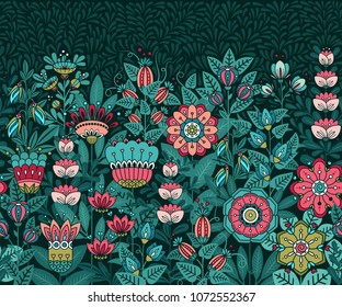 Floral Vector Seamless Pattern. Hand drawn endless background, elegant illustration with flowers. Can be used for wallpaper, website background, textile, greeting cards, wedding invitation, wrapping