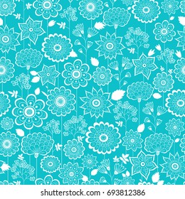 Floral Vector Seamless Pattern. Hand drawn endless vector illustration on color background. Can be used for wallpaper, website background, textile, greeting cards, wedding invitation, wrapping, books