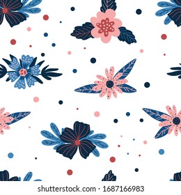 Floral vector seamless pattern. Illustration with flowers can be used for wallpapers, pattern fills, web page backgrounds, surface textures.