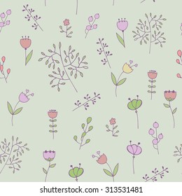 Floral vector seamless pattern illustration. Illustration for design, web design, scrapbook