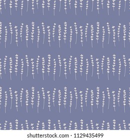 Floral vector seamless pattern with Lavender. White flowers shape on violet background. Vector wallpaper. Good for fabric, textile, wrapping paper, packaging design.