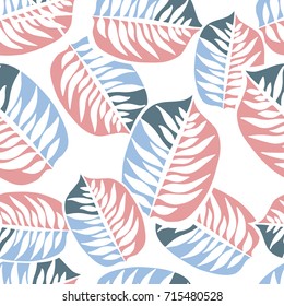 Floral vector seamless pattern with leaves. Scandinavian style illustration.