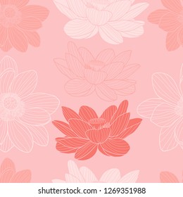 Floral vector seamless pattern. Lotus flower design, perfect for textiles, home decor, womens fashion, gift wrapping paper and stationery.