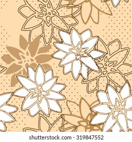 Floral vector seamless pattern on beige background