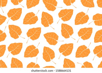 Floral vector seamless pattern with orange leaves. Vector elements isolated on white background.